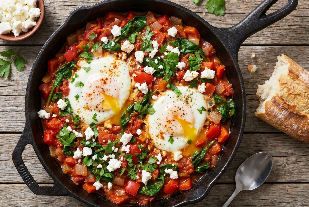 Recept: Shakshuka met feta en spinazie
