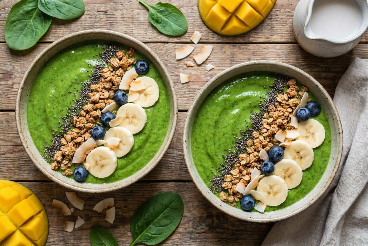 Recept: Groene smoothie bowl met spinazie en mango