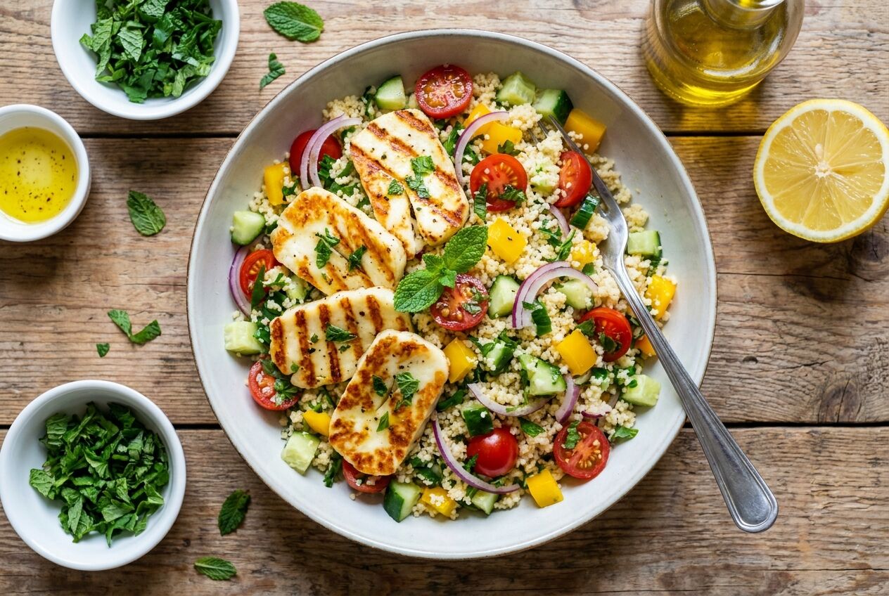 Recept: Couscous salade met halloumi