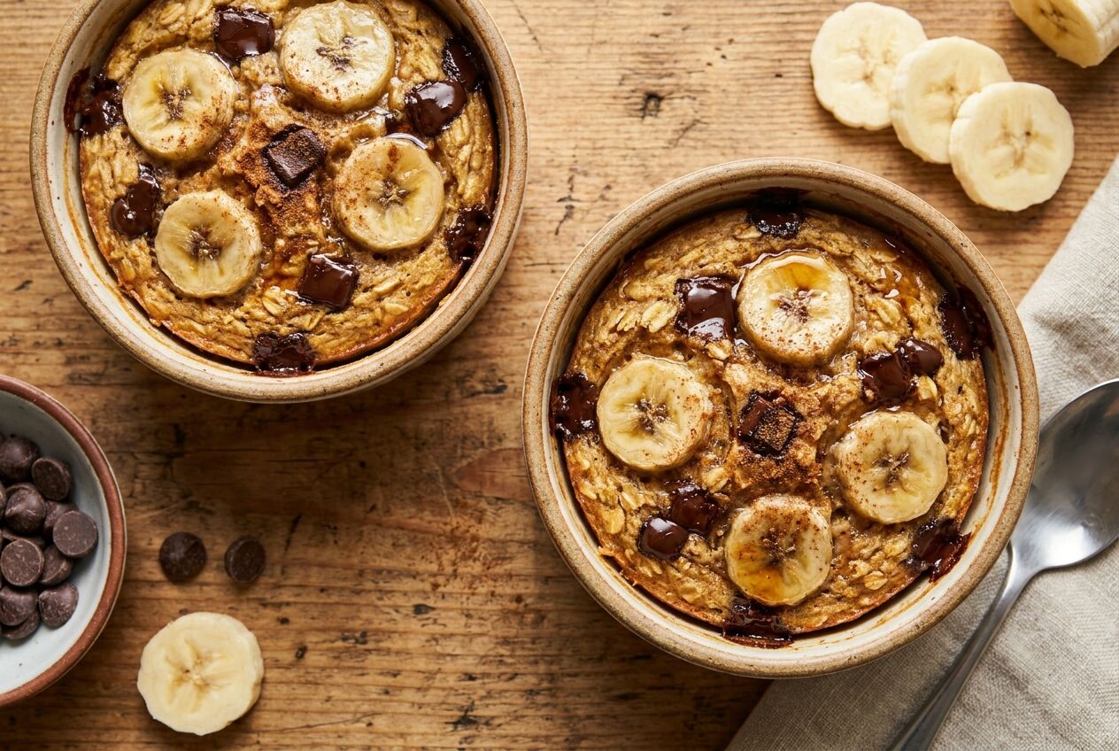 Recept: High protein baked oats met banaan en chocolade