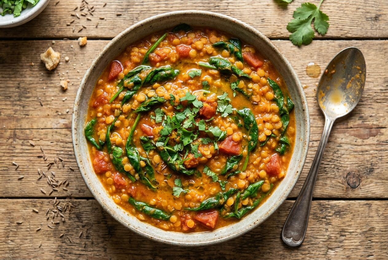 Recept: Linzen curry met spinazie
