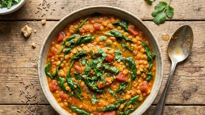 Recept: Linzen curry met spinazie