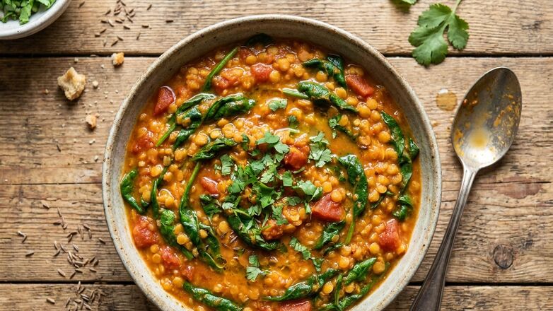 Recept: Linzen curry met spinazie