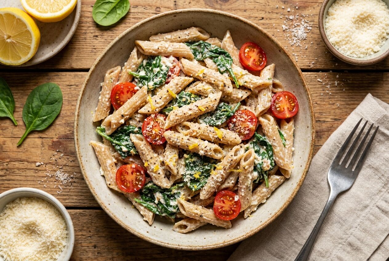 Recept: Romige pasta met ricotta en spinazie light