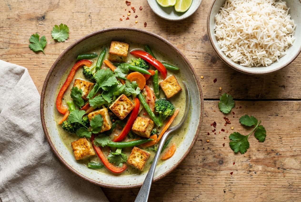 Recept: Groene curry met tofu en groenten