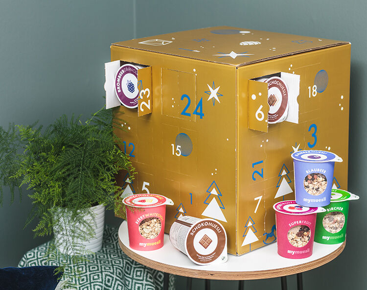 Een adventskalender met verschillende muesli