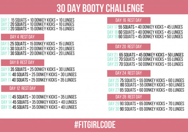 30 day booty challenge